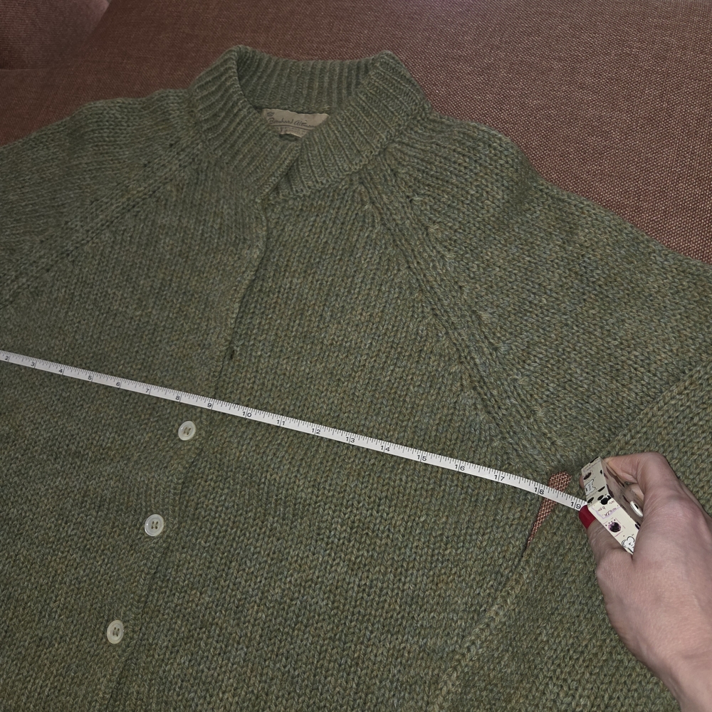 Vtg Bernhard Altmann Shetland Spun Wool Green Sweater Cardigan Women's Small - Picture 4 of 6